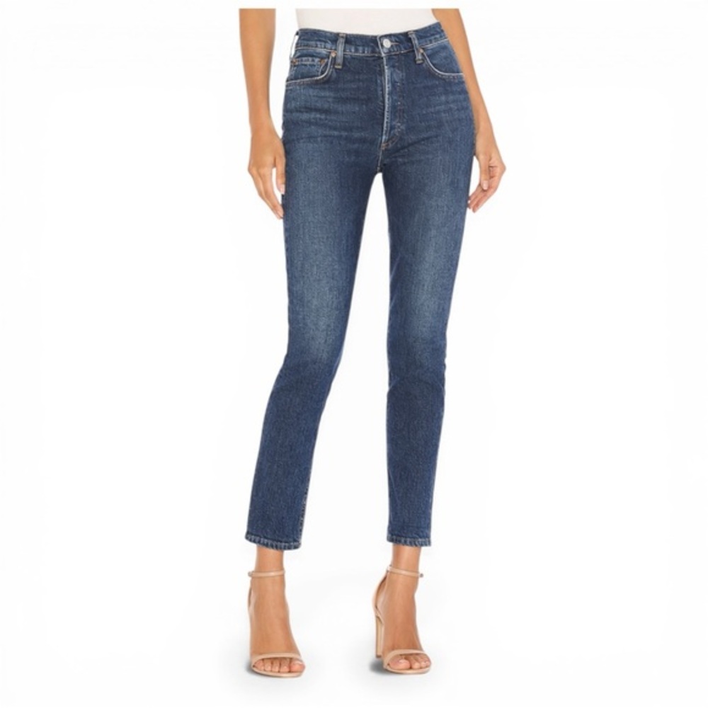 AGOLDE Nico High Rise Slim Jeans Women’s Size 30 Blue‎ Fixation Cropped Stretch
